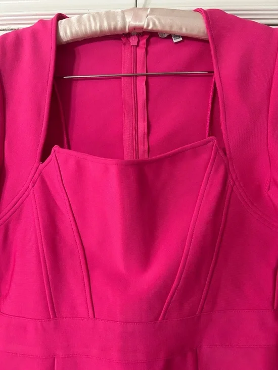 Fashion Nova Hot Pink Square-Neck Midi Dress - Picture 3 of 3